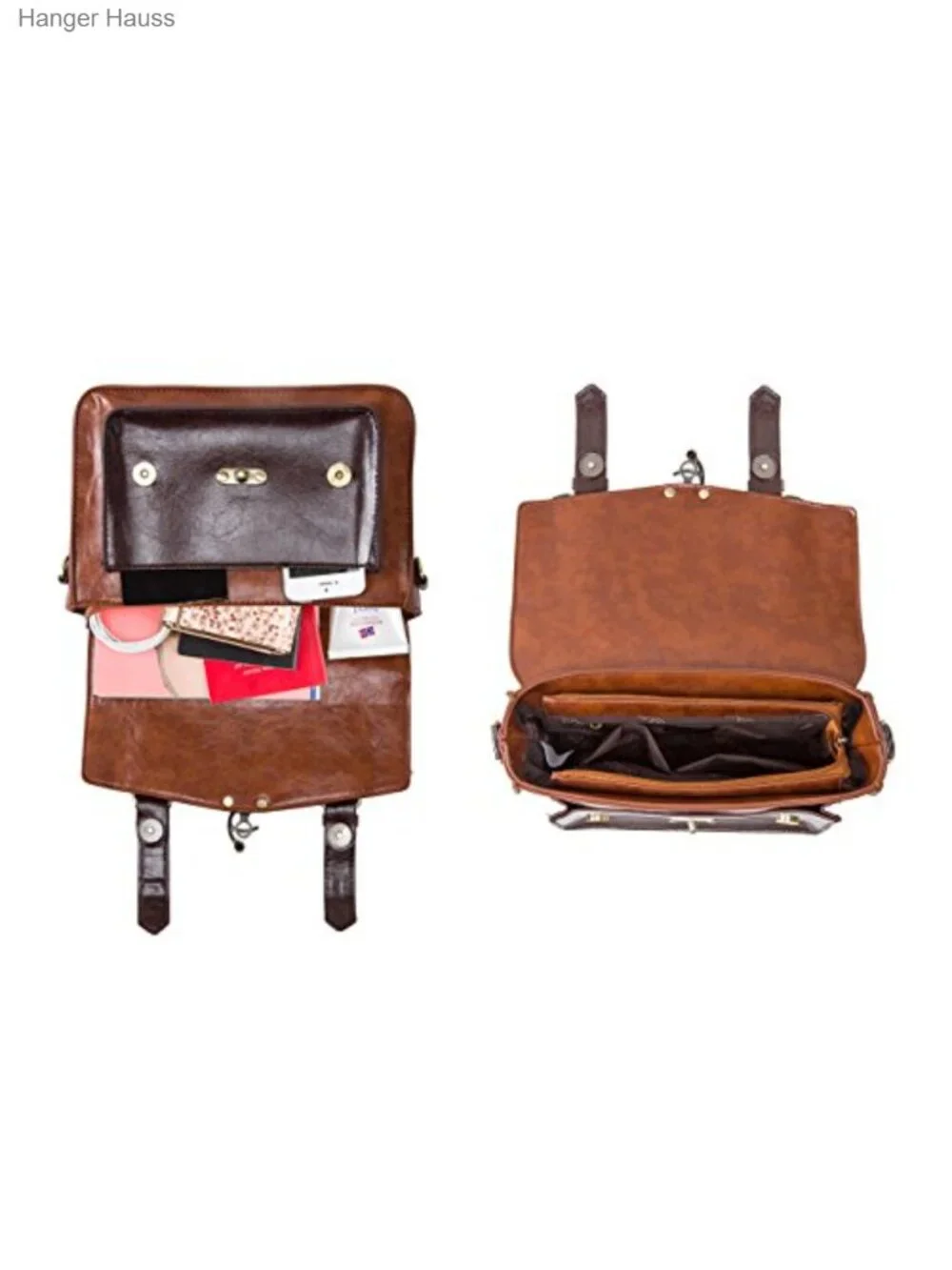 Women PU Leather Satchel Crossbody Bag Vintage Work Messenger Purse Small